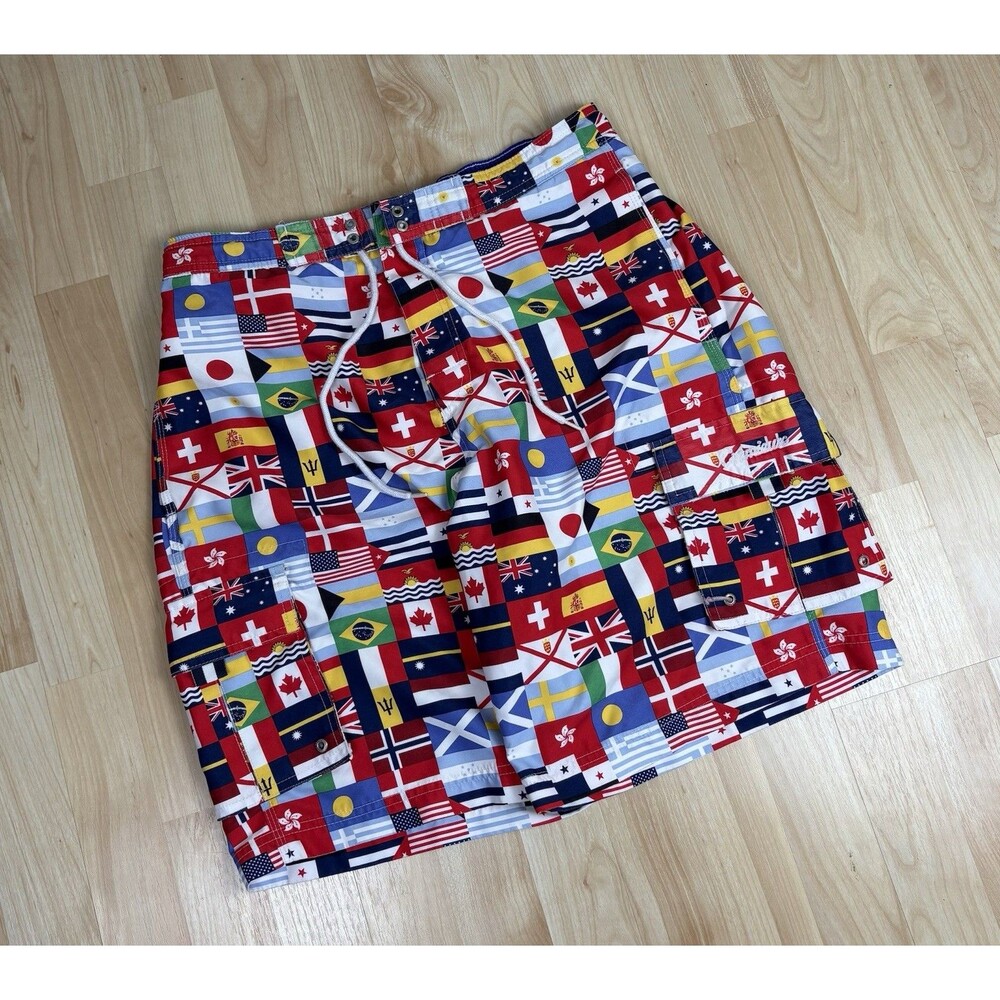 Men’s Daniel Cremieux Shorts / Swim Trunks / Flag Graphics / Size Medium / AOP